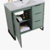Contemporary Green Bathroom Vanity with Full Soft-Close Hardware & Adjustable Interior Shelf