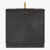 Contemporary Ribbed Black Bathroom Vanity with Full Soft-Close Mechanism & Adjustable Shelf