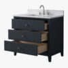 2 Large Storage Fluted Navy Bathroom Vanity with Full Soft-Close Solid Wood Drawers