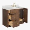 Transitional Walnut Wood Bathroom Vanity with Full Soft-Close Hardware & Solid Pine Drawer Boxes