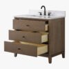 Spacious Storage Fluted Walnut Bathroom Vanity with Full Soft-Close Solid Wood Drawers