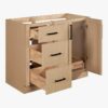 Contemporary Light Oak Wood Bathroom Vanity with Full Soft-Close Hardware & Solid Pine Drawer Boxes