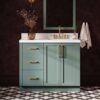 Transitional Sage Green Wood Bathroom Vanity with Full Soft-Close Hardware & Solid Pine Drawer Boxes