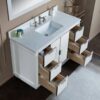 Contemporary Gloss White Bathroom Vanity with Full Soft-Close Slides & Natural Marble Countertop
