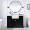 2 Transitional Matte Black Farm Vanity with Soft-Close Hardware & Natural Marble Countertop