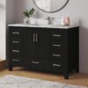 Transitional Matte Black Bathroom Vanity with Full Soft-Close Hardware & Solid Pine Drawer Boxes
