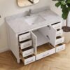 2 48" Modern White Bathroom Vanity Cabinet with Brushed Nickel Pulls & Symmetric Multi-Drawer Storage