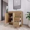 2 Multi-Storage Oak Bathroom Vanity with Soft-Close Drawers & Door, Gold Bar Hardware