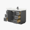 Transitional Dark Gray Single Sink Bathroom Vanity with Full Soft-Close Hardware & Solid Pine Drawer Boxes