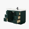 Transitional Dark Green Single Sink Bathroom Vanity with Full Soft-Close Hardware & Solid Pine Drawer Boxes