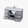 54" Modern Grey Vanity Cabinet with Matte Black Pulls & Symmetric Multi-Drawer Storage