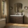 Contemporary Dark Oak Single Sink Vanity with Full Soft-Close Hardware & Large Internal Shelving