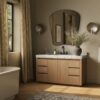 2 Contemporary Oak Single Sink Vanity with Full Soft-Close Hardware & Spacious Interior Storage