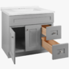 2 Modern Grey Shaker Bathroom Vanity Soft Close Drawers Spacious Split Storage Design