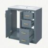 2 Minimalist Grey Bathroom Vanity Soft Close Drawers Split Side Storage Layout