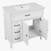 2 36" Freestanding White Farmhouse Bathroom Vanity with Multi-Drawer & Double Cabinet Doors