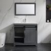 2 Rustic Farmhouse Grey Sliding Barn Door Vanity Spacious Dual Storage Design