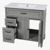 2 Cottage Style Grey Beadboard Bathroom Vanity Soft Close Drawers Split Organized Storage Layout