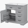 2 Classic Shaker Grey Bathroom Vanity Soft Close Drawers Multi-Zone Organized Storage