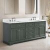 2 Traditional Sage Green Double Sink Vanity Soft Close Drawers & Spacious Side Cabinet Storage