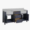 2 72" Freestanding Navy Double Farm Sink Vanity Cabinet with Symmetrical Storage