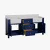 2 72" Freestanding Navy Double Farm Sink Vanity Cabinet with Balanced Storage Layout