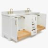 72" Freestanding White Double Bathroom Vanity with Symmetrical Storage Layout