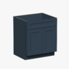 2 Freestanding Deep Blue Recessed Panel Vanity Cabinet Base for Custom Countertop