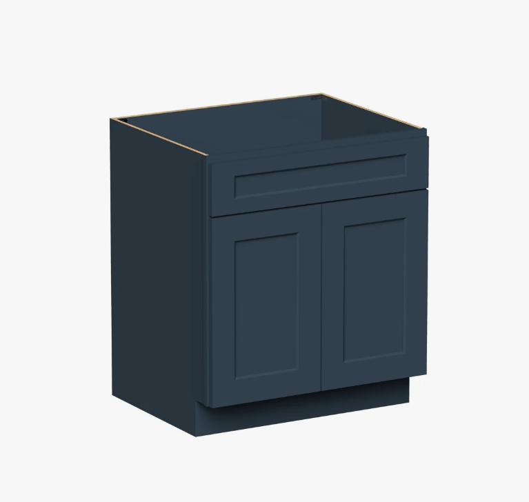 2 Freestanding Deep Blue Recessed Panel Vanity Cabinet Base for Custom Countertop