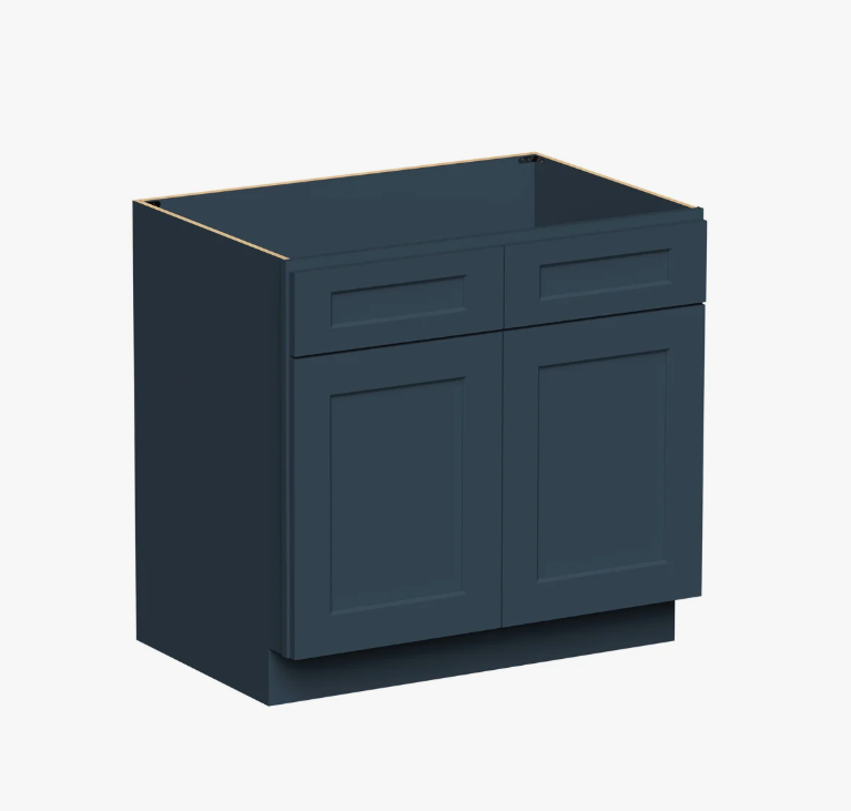 Freestanding Matte Navy Recessed Panel Vanity Cabinet Base for Custom Sink Top