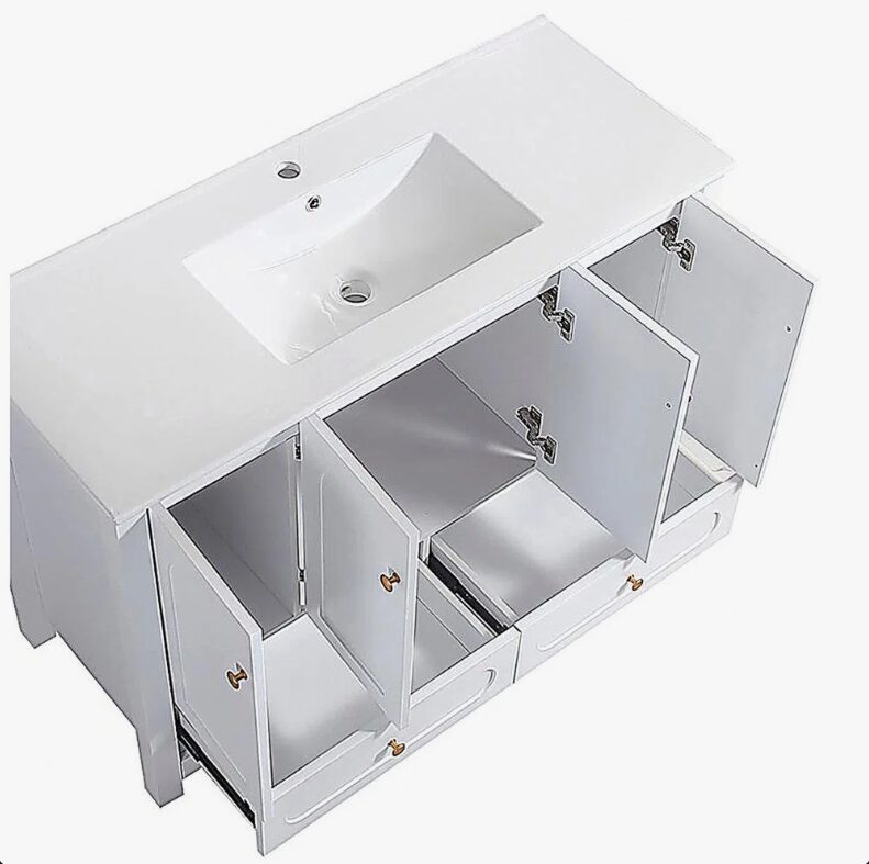 Classic Farmhouse White Bathroom Vanity with Ample Storage for Master Bath Remodel