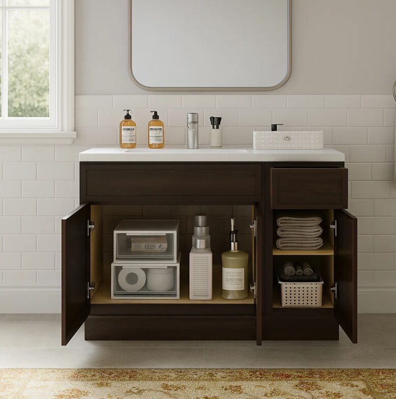 Freestanding Recessed Panel Vanity Base for Custom Sink Countertop