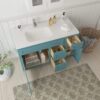2 Vibrant Teal Shaker Vanity Base Cabinet with Multi-Zone Storage for Bathroom Remodel