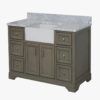 2 Neutral Grey Farmhouse Vanity with Ample Storage for Transitional Bathroom Renovation