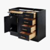Contemporary Black Wood Vanity Base with Dovetail Drawers for Bathroom Renovation