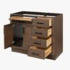 Rustic Walnut Vanity Base with Dovetail Drawers for Farmhouse & Industrial Bathroom Remodel