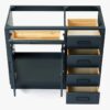 Modern Navy Solid Wood Vanity Base with Dovetail Drawers for Bathroom Remodel
