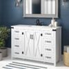 2 All-White Farmhouse Vanity with 8 Drawers for Spacious Organized Bathroom Storage