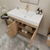 Farmhouse Oak Vanity Cabinet with Soft-Close Storage for Scandinavian & Rustic Bathroom Renovation
