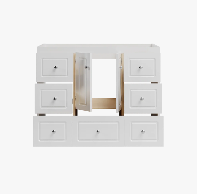 2 Clean White Shaker Vanity Base Cabinet with Full Soft-Close Storage for Coastal & Farmhouse Bath Renovation