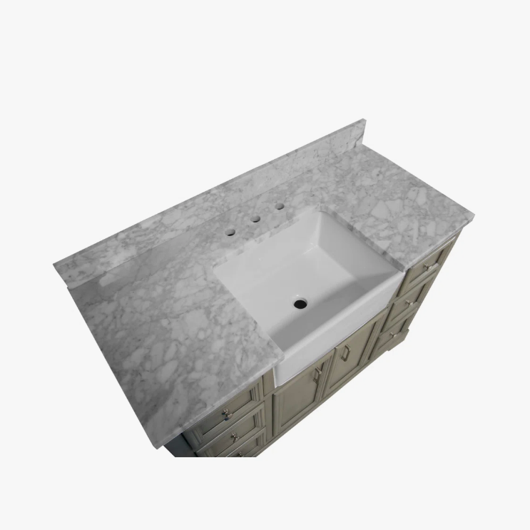 3 Neutral Grey Farmhouse Vanity with Ample Storage for Transitional Bathroom Renovation