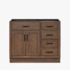 Rustic Walnut Vanity Base with Dovetail Drawers for Farmhouse & Industrial Bathroom Remodel