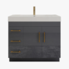 3 Luxury Dark Grey Gloss Vanity Cabinet with Soft-Close Storage for Modern Bathroom Renovation