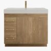 Farmhouse Oak Vanity Cabinet with Soft-Close Storage for Scandinavian & Rustic Bathroom Renovation
