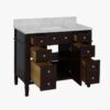 Classic Espresso Wooden Vanity Cabinet with Carrara Marble Top for Farmhouse & Transitional Bath Renovation