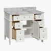 3 Classic White Wooden Vanity Cabinet with Carrara Marble Top for Farmhouse & Transitional Bath Remodel