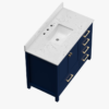 3 Upscale Navy Bathroom Vanity Cabinet with Gold Hardware & Ample Soft-Close Storage for Contemporary Bath Remodel