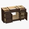 Spacious Dark Walnut Double Sink Vanity Base with Full Soft-Close Storage for Master Bathroom Renovation