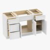 3 Bright White Double Sink Vanity Base Cabinet with Full Soft-Close Storage for Master Bath Renovation