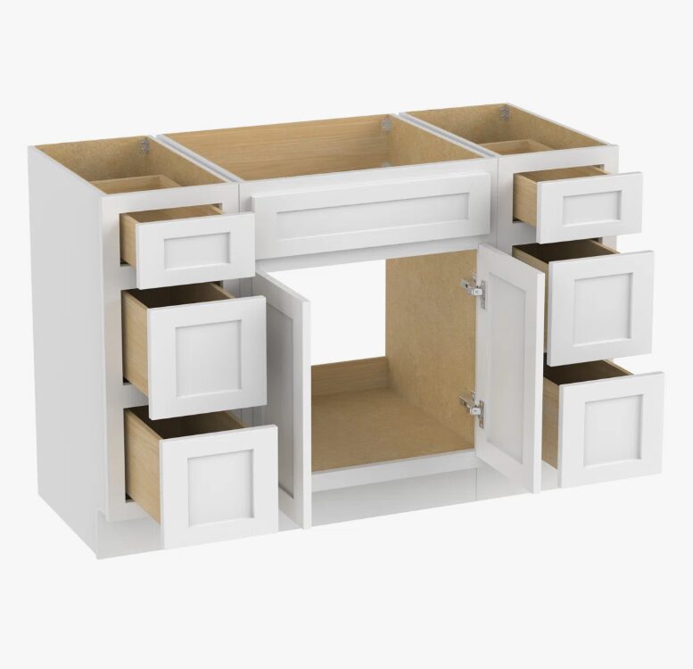 Bright White Shaker Vanity Base Cabinet with Spacious Silent Soft-Close Storage